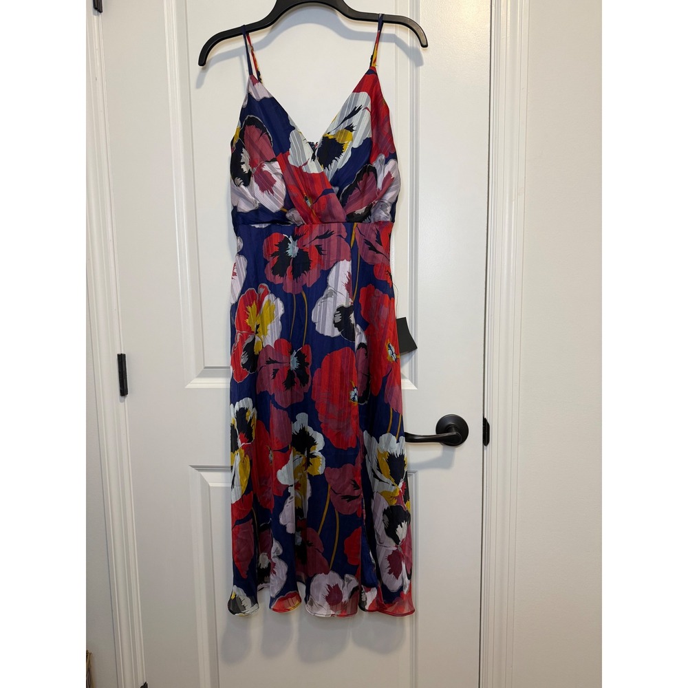 Lulus Midi Dress Womens M Blue Floral New Surplice Spaghetti Strap